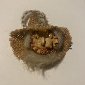 Vintage handmade wooden old man smoking pipe head fridge magnet hillbilly